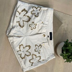 Vintage Juicy Couture white flower sparkle low rise denim shorts